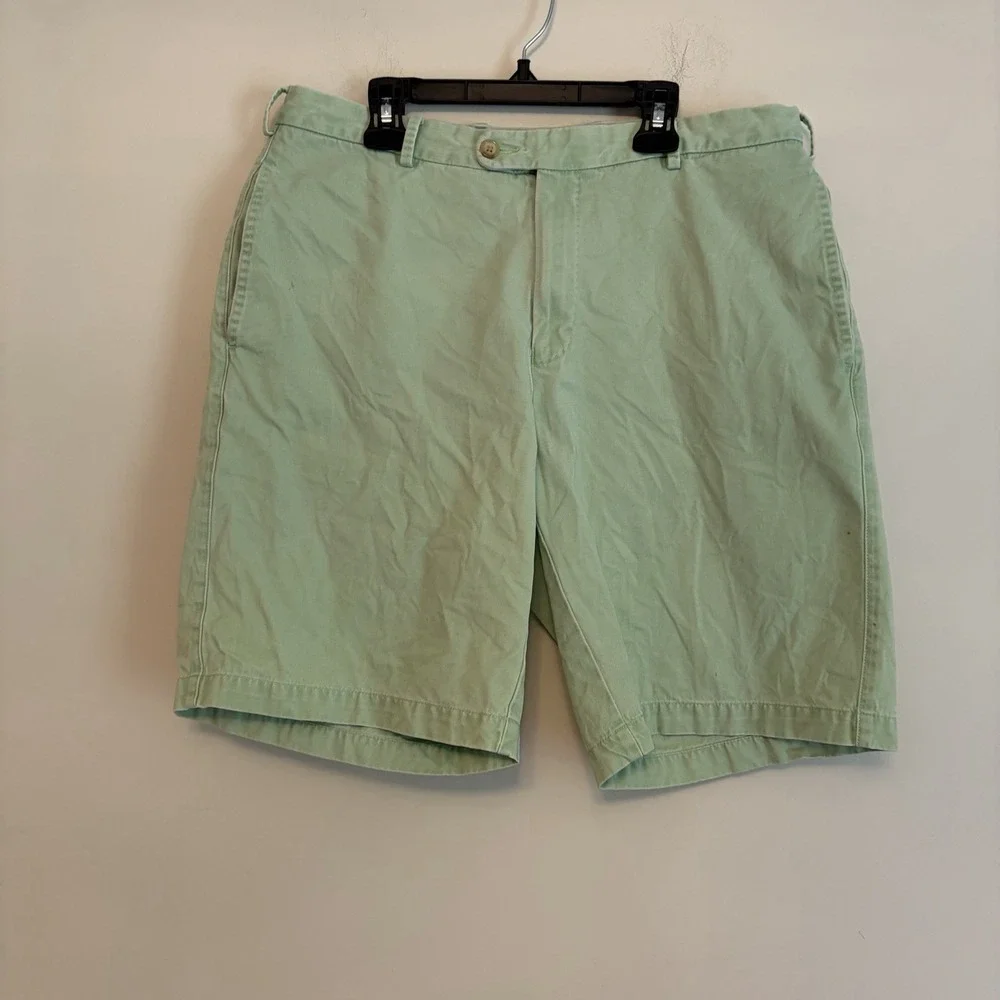 Peter Millar 33 Pima Cotton Chino Shorts Casual Preppy Green Flat Front